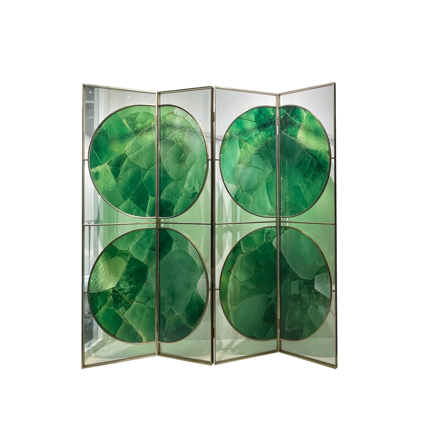 Stainless Steel Frame artist Glass Room Divider for Living Room hotel Decoration