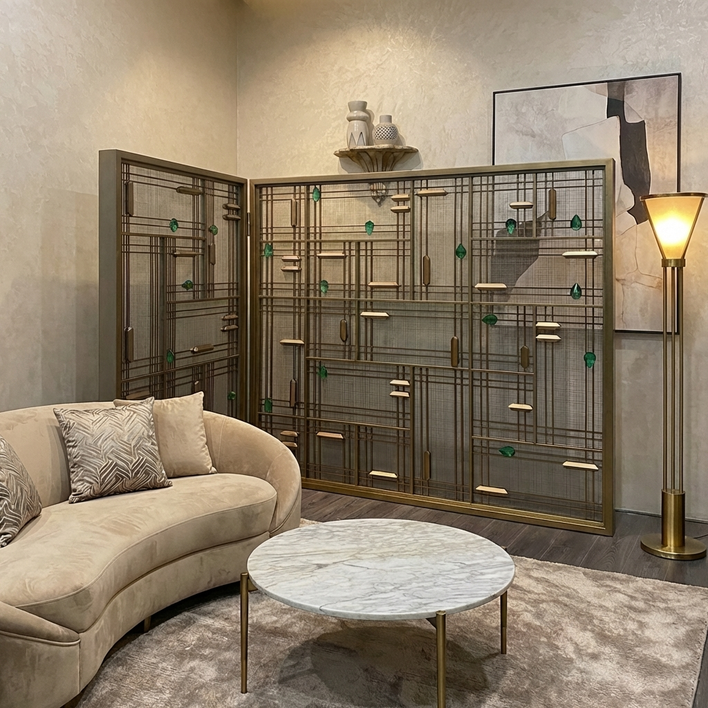 Modern Luxury-Glass screen with wire mesh