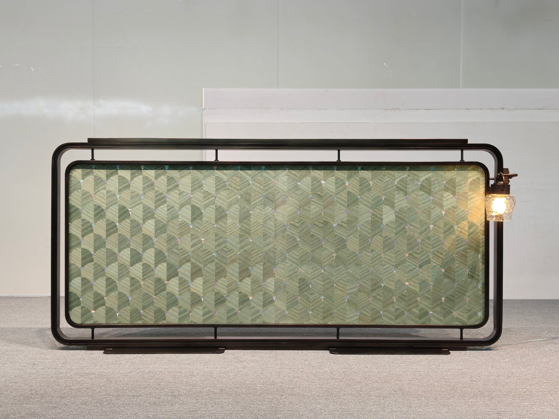 Modern Chinese-Double-Sided Wood Veneer Mother-of-Pearl Inlay Screen