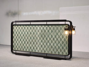Modern Chinese-Double-Sided Wood Veneer Mother-of-Pearl Inlay Screen