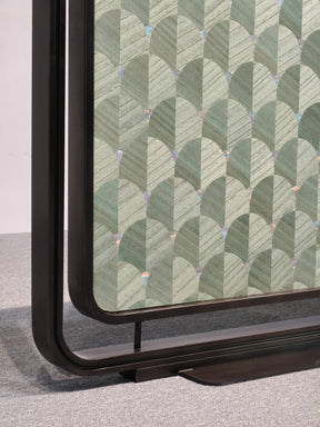 Modern Chinese-Double-Sided Wood Veneer Mother-of-Pearl Inlay Screen