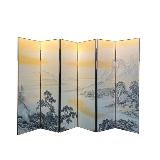 Decorated folding screen