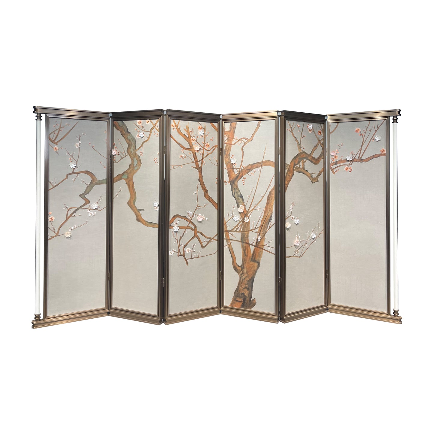 screen with embroidered flower