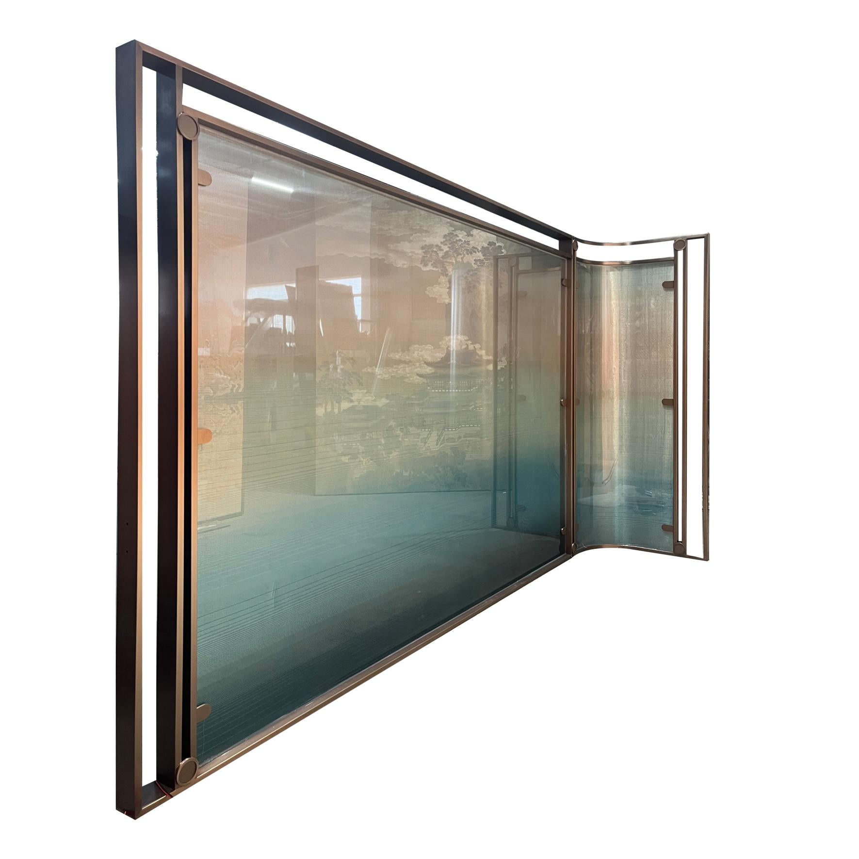 Modern Luxury-Glass screen with metal wire